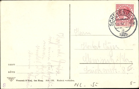 Scheveningen Boulevard and cabaret building postcard, reverse